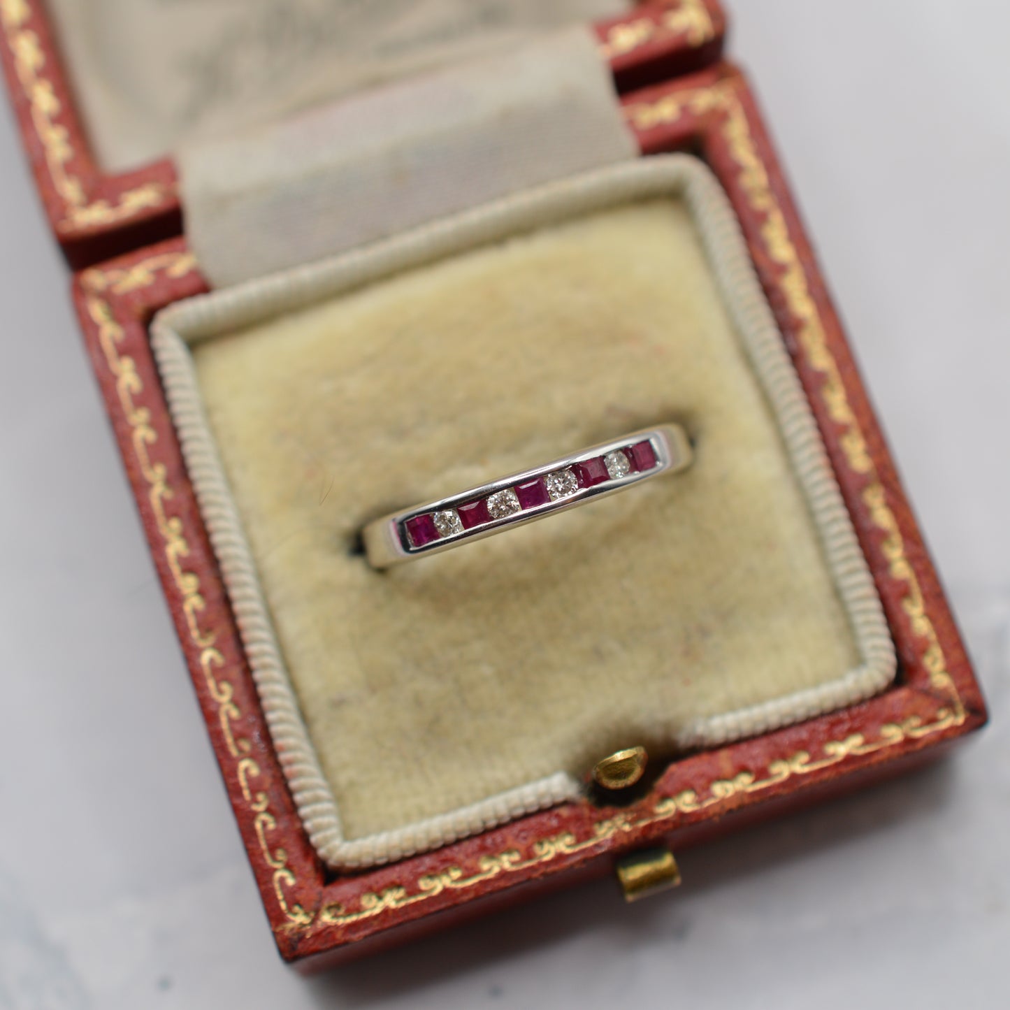 18ct White Gold Ruby & Diamond Half-Eternity Ring