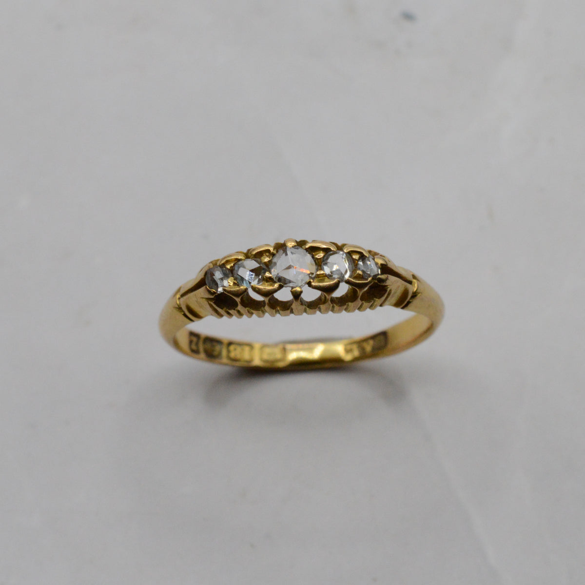 1899 Victorian Antique 18ct Gold Diamond Five-Stone Ring