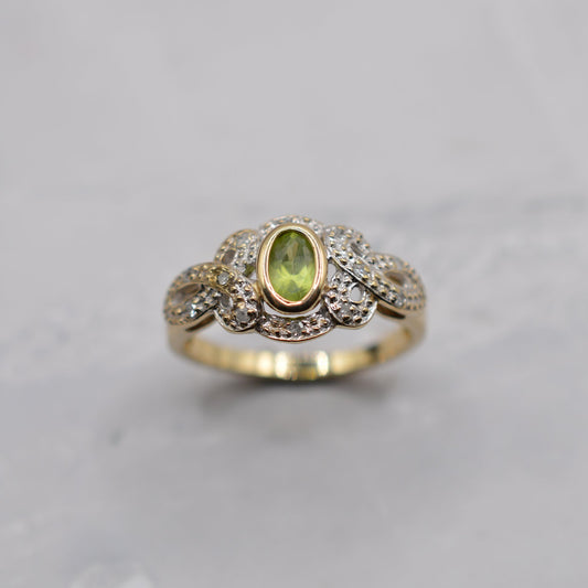 9ct Gold Peridot & Diamond Dress Ring