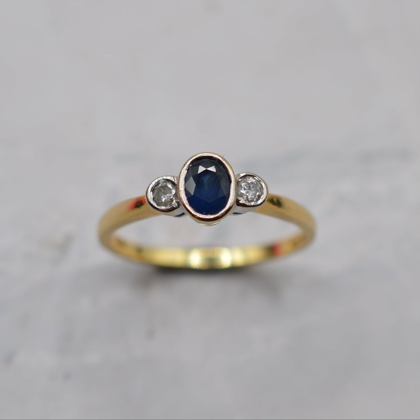 18ct Gold Sapphire & Diamond Trilogy Ring
