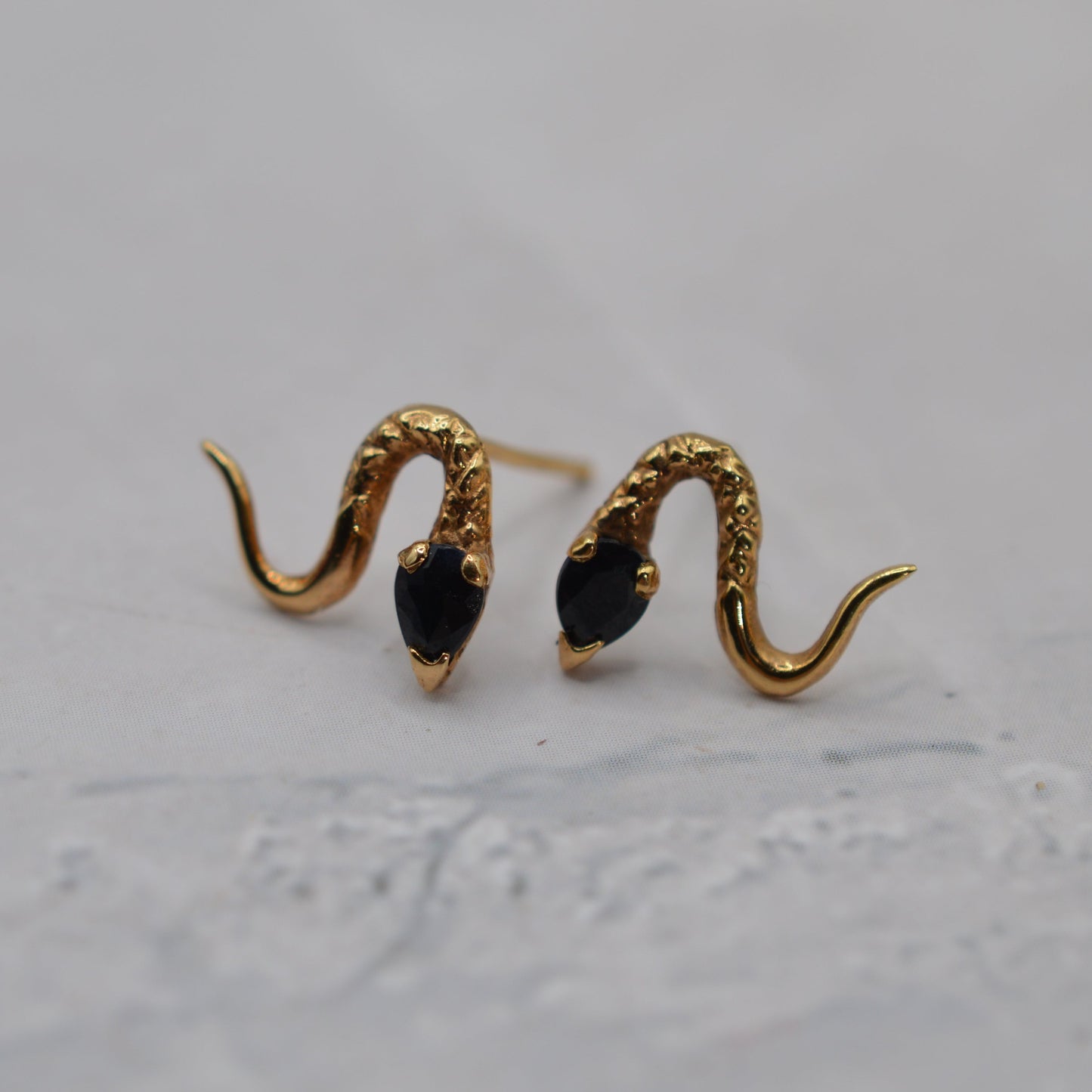 9ct Gold Sapphire Snake Earrings