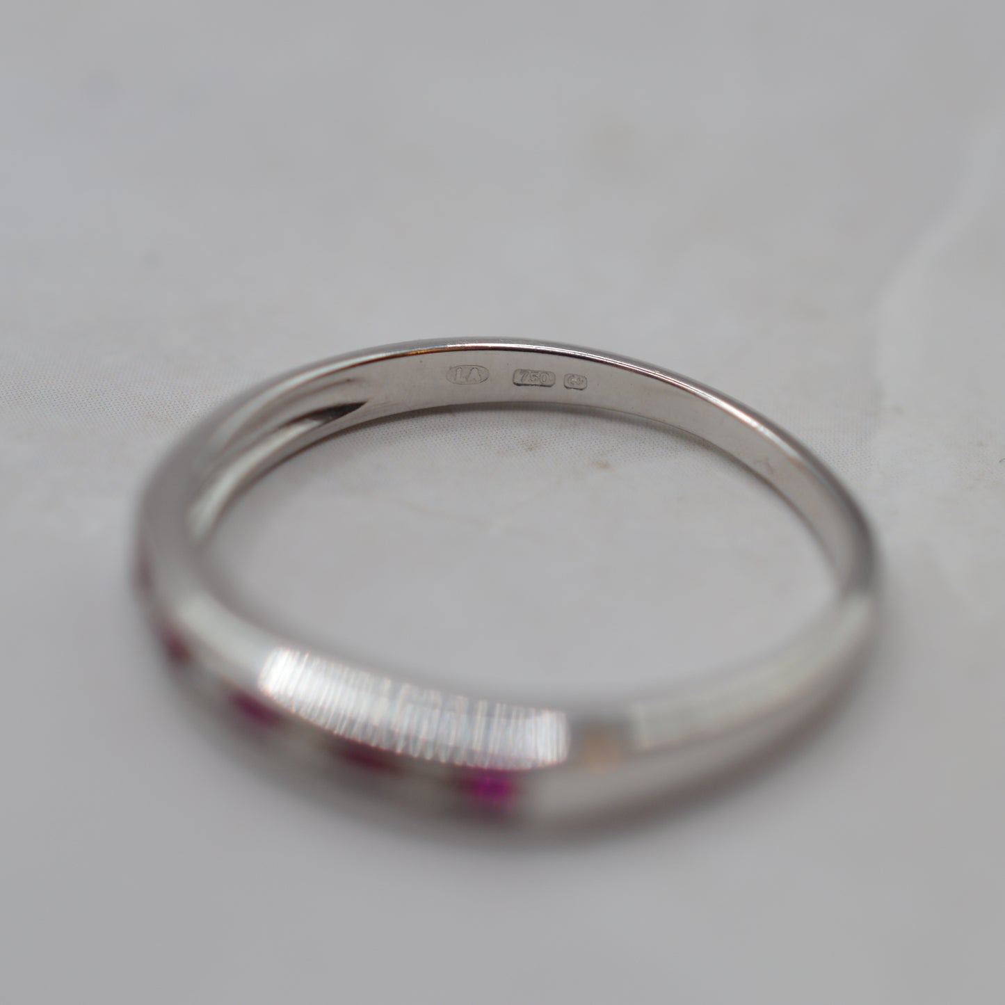 18ct White Gold Ruby & Diamond Half-Eternity Ring