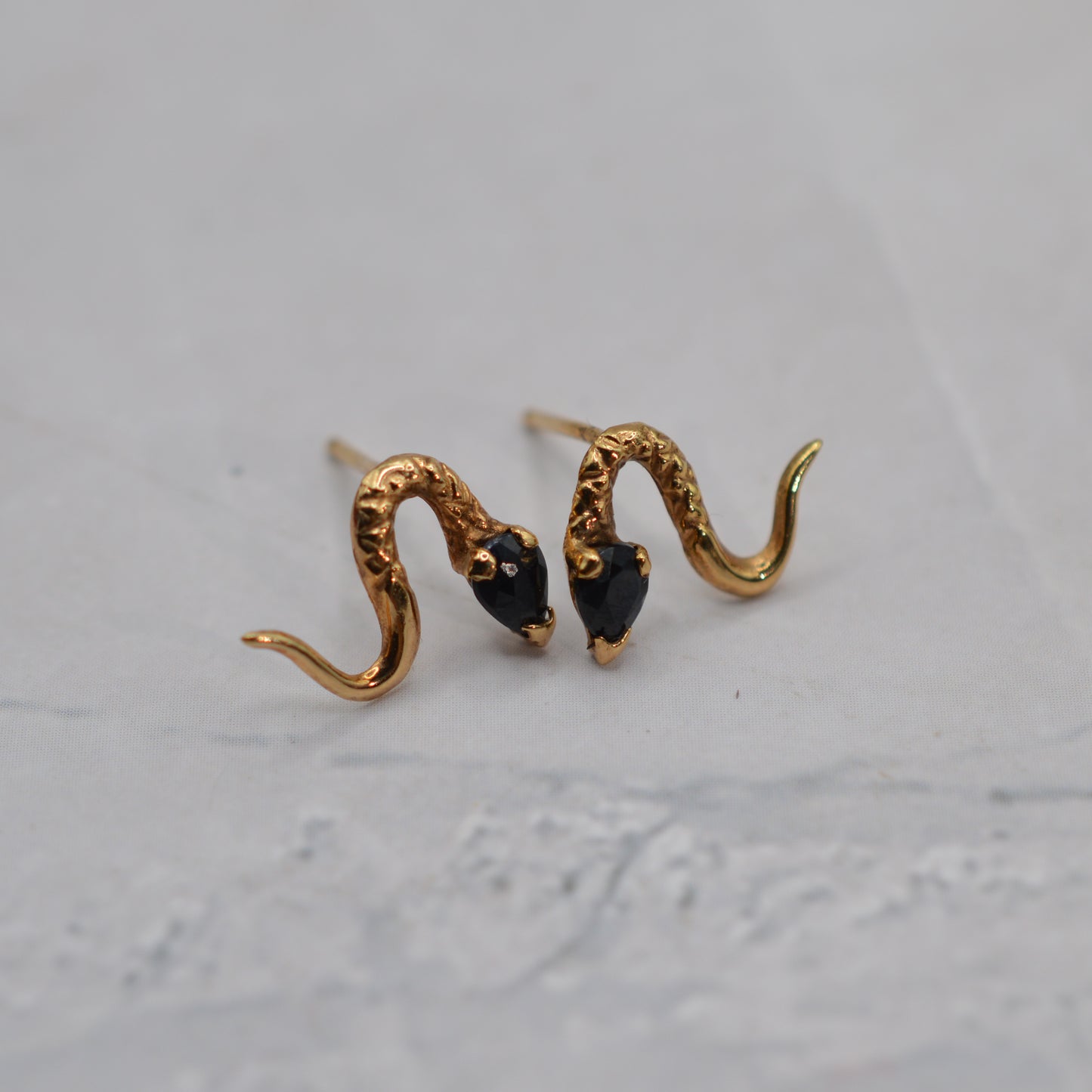 9ct Gold Sapphire Snake Earrings