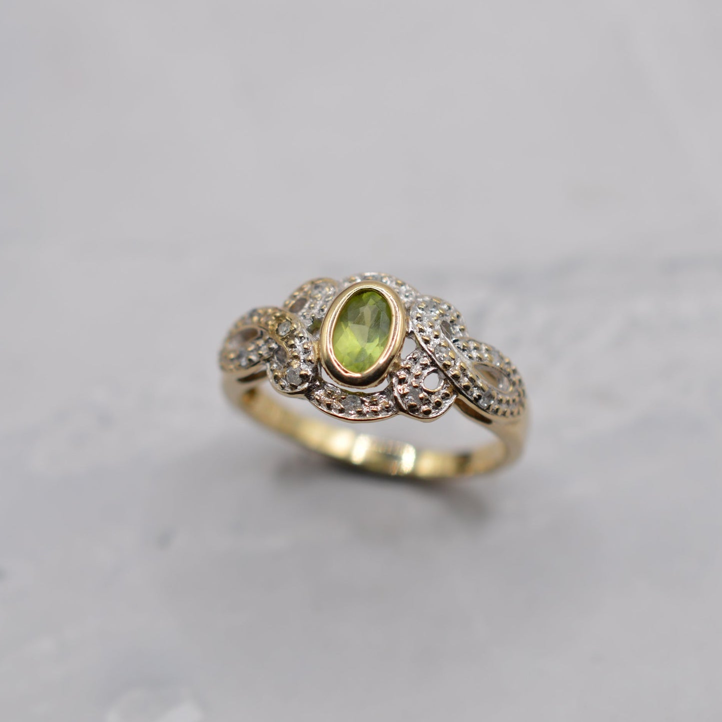 9ct Gold Peridot & Diamond Dress Ring