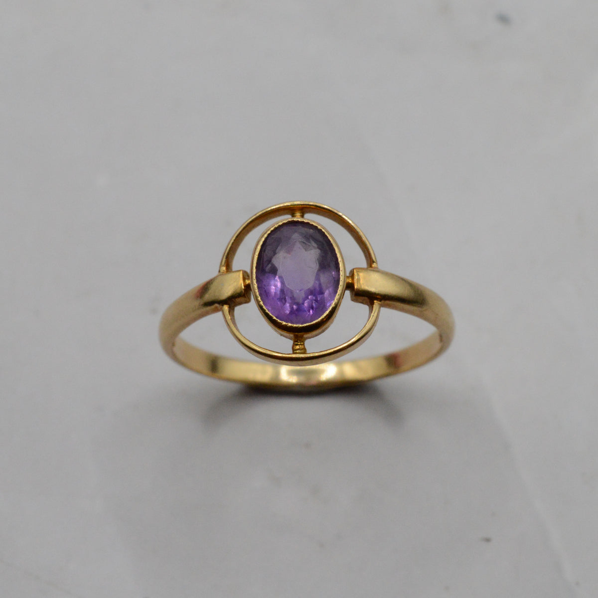 Antique Art Nouveau 18ct Gold Amethyst Dress Ring