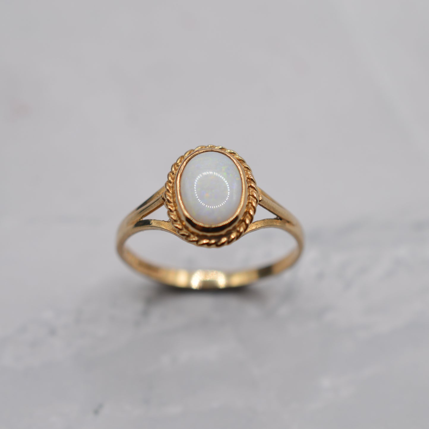 1990s 9ct Gold Opal Solitaire Ring