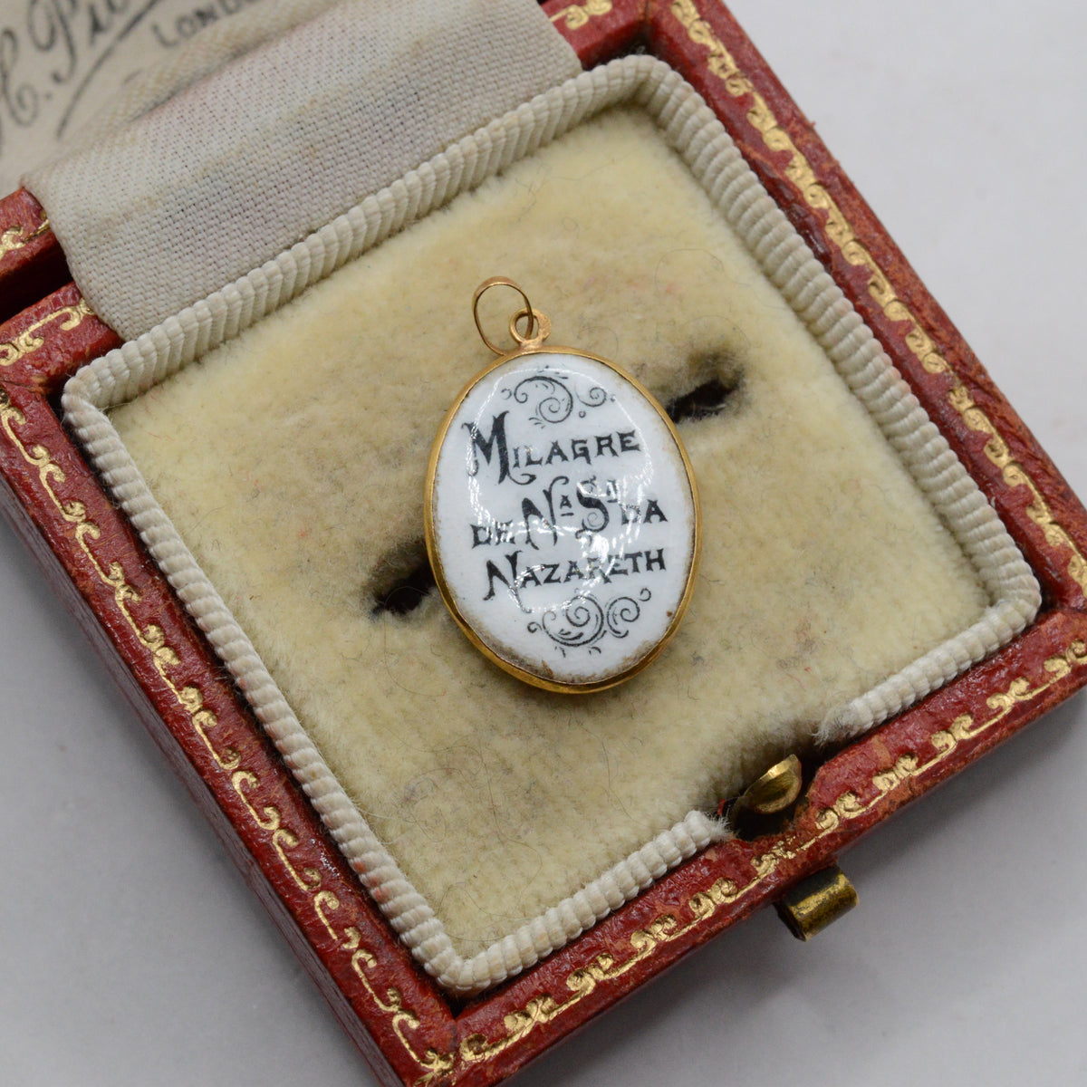 Portuguese 19.2ct Gold Enamel 'Our Lady of Nazaré' Pendant