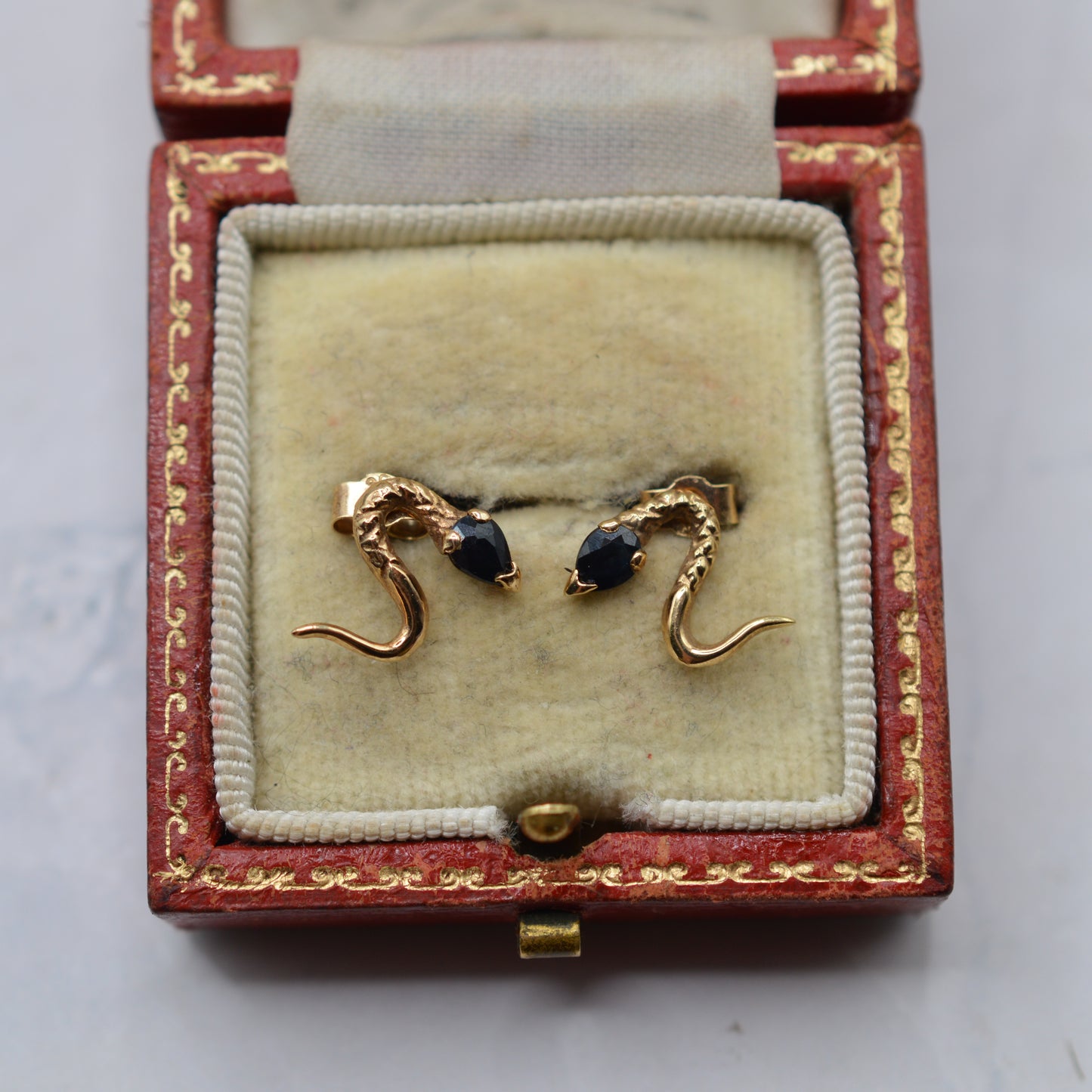 9ct Gold Sapphire Snake Earrings