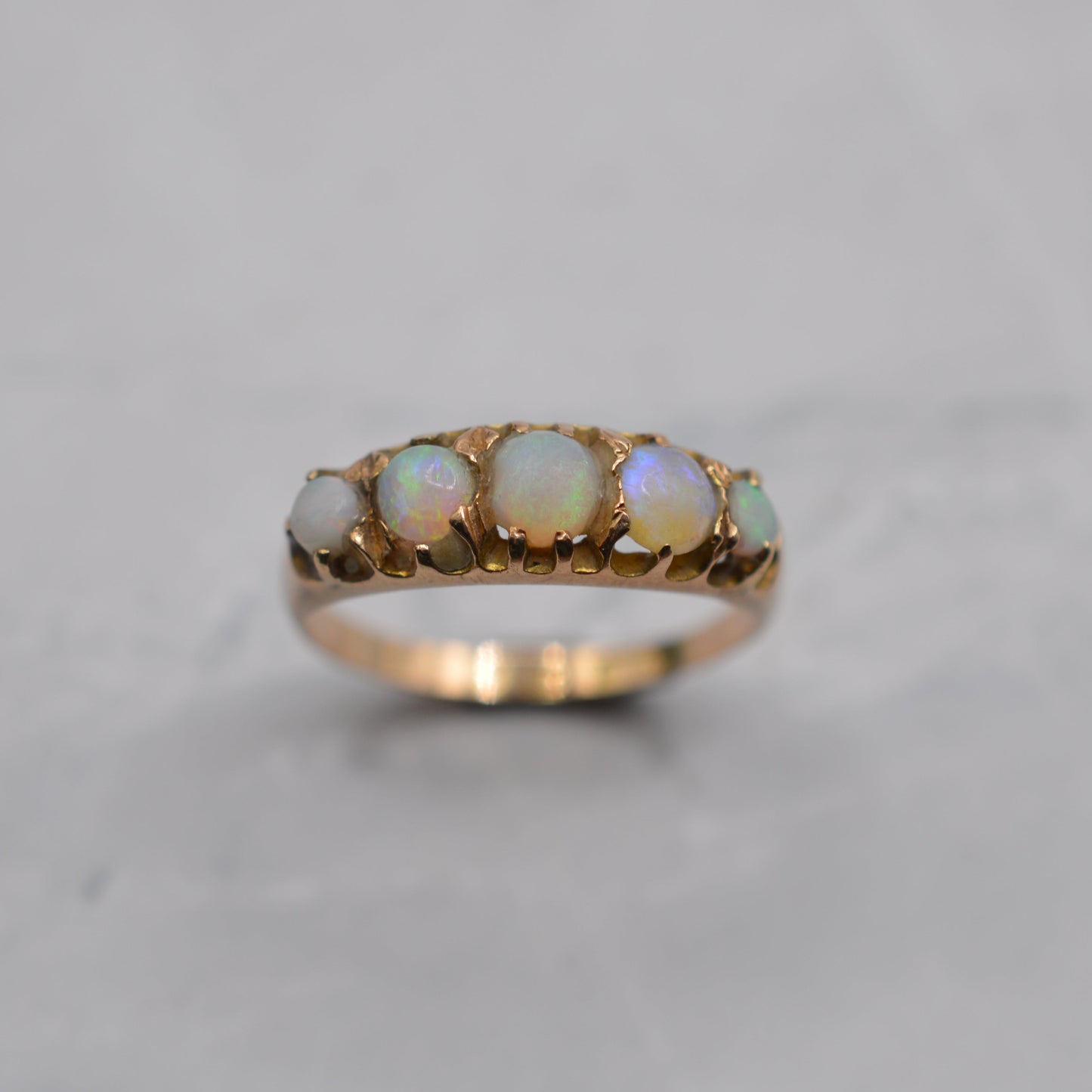 Antique Victorian 15ct Gold Opal Five-Stone Ring