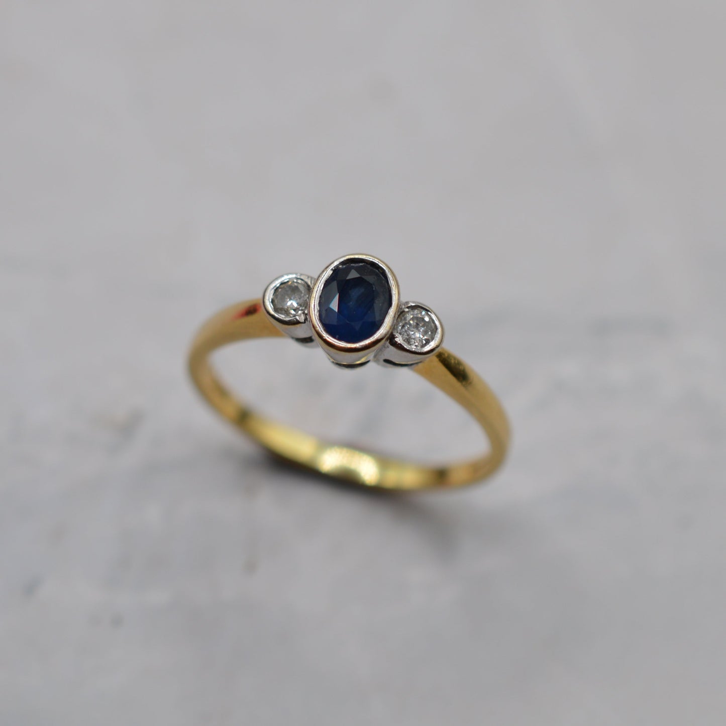 18ct Gold Sapphire & Diamond Trilogy Ring