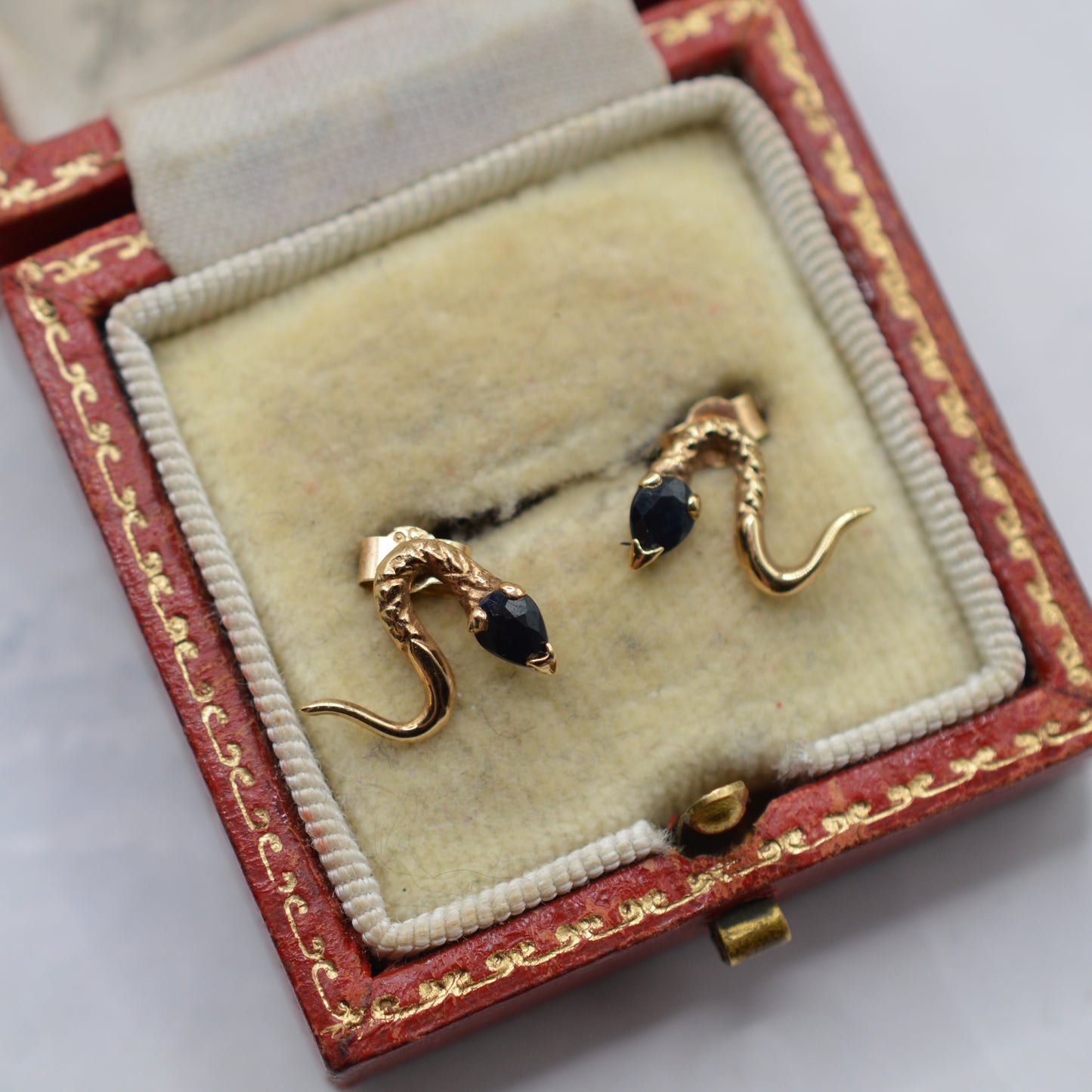 9ct Gold Sapphire Snake Earrings