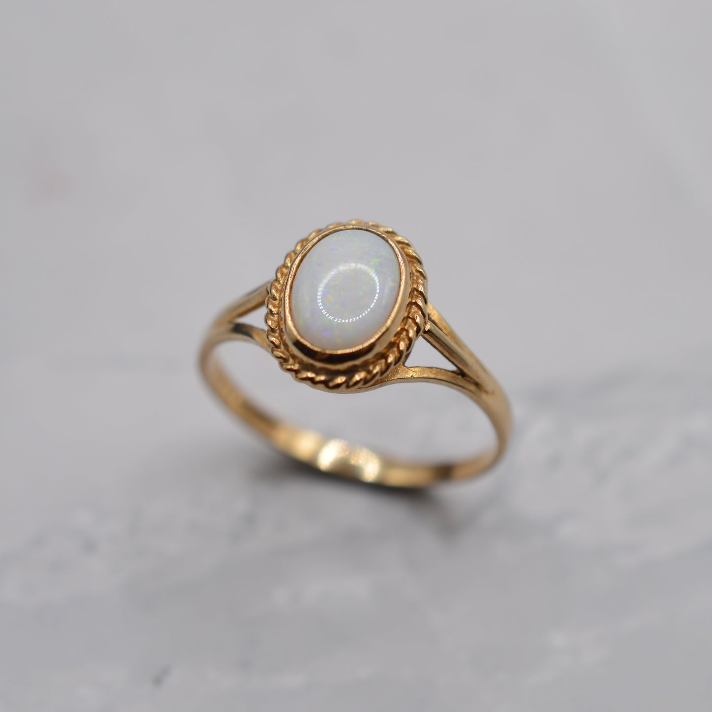 1990s 9ct Gold Opal Solitaire Ring