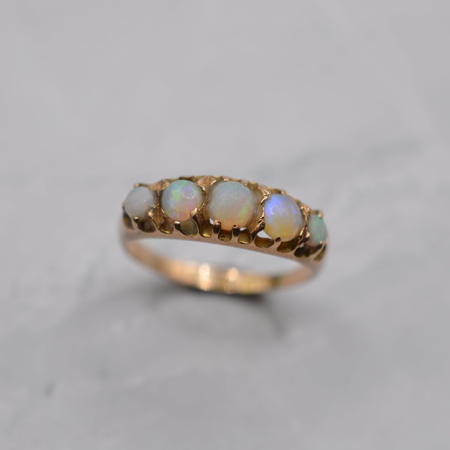 Antique Victorian 15ct Gold Opal Five-Stone Ring