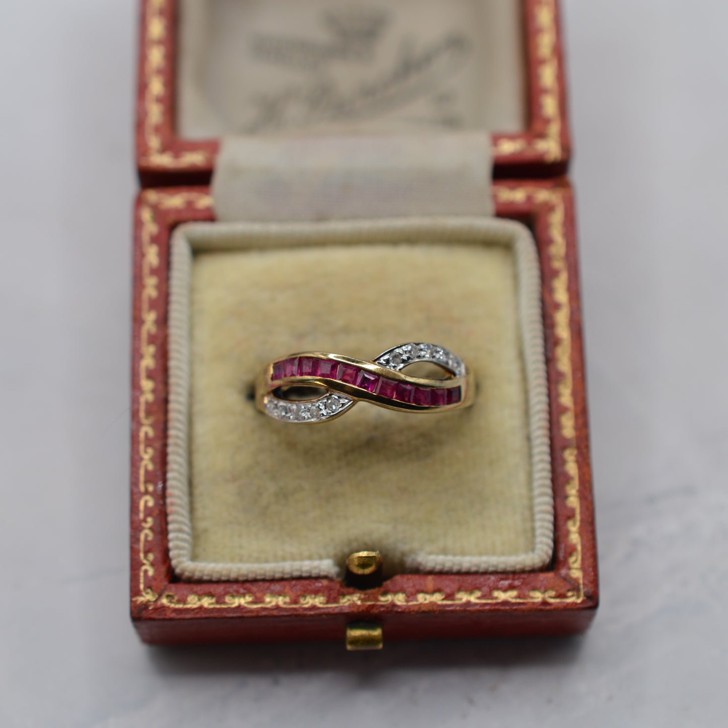 9ct Gold Ruby & Diamond Crossover Ring