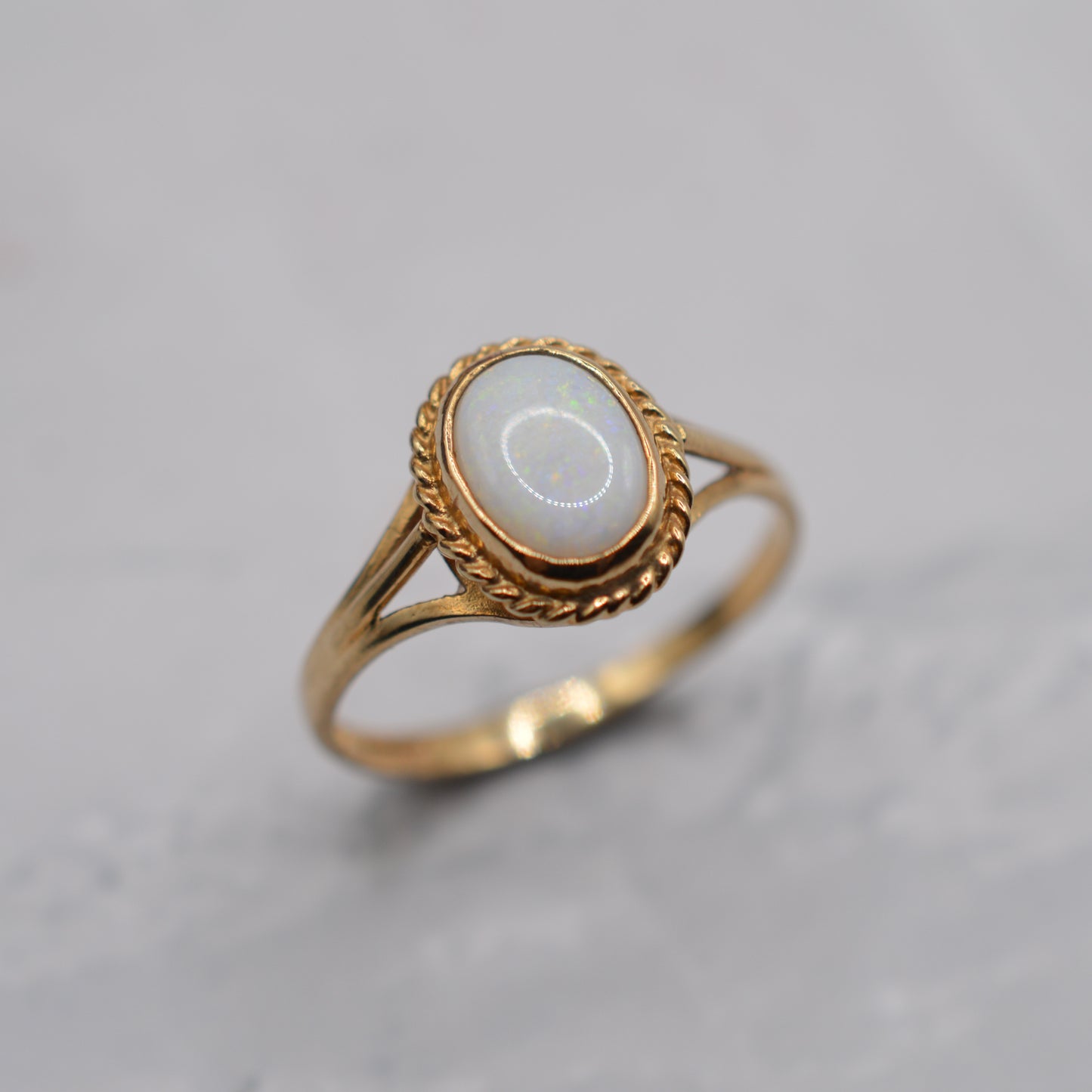 1990s 9ct Gold Opal Solitaire Ring