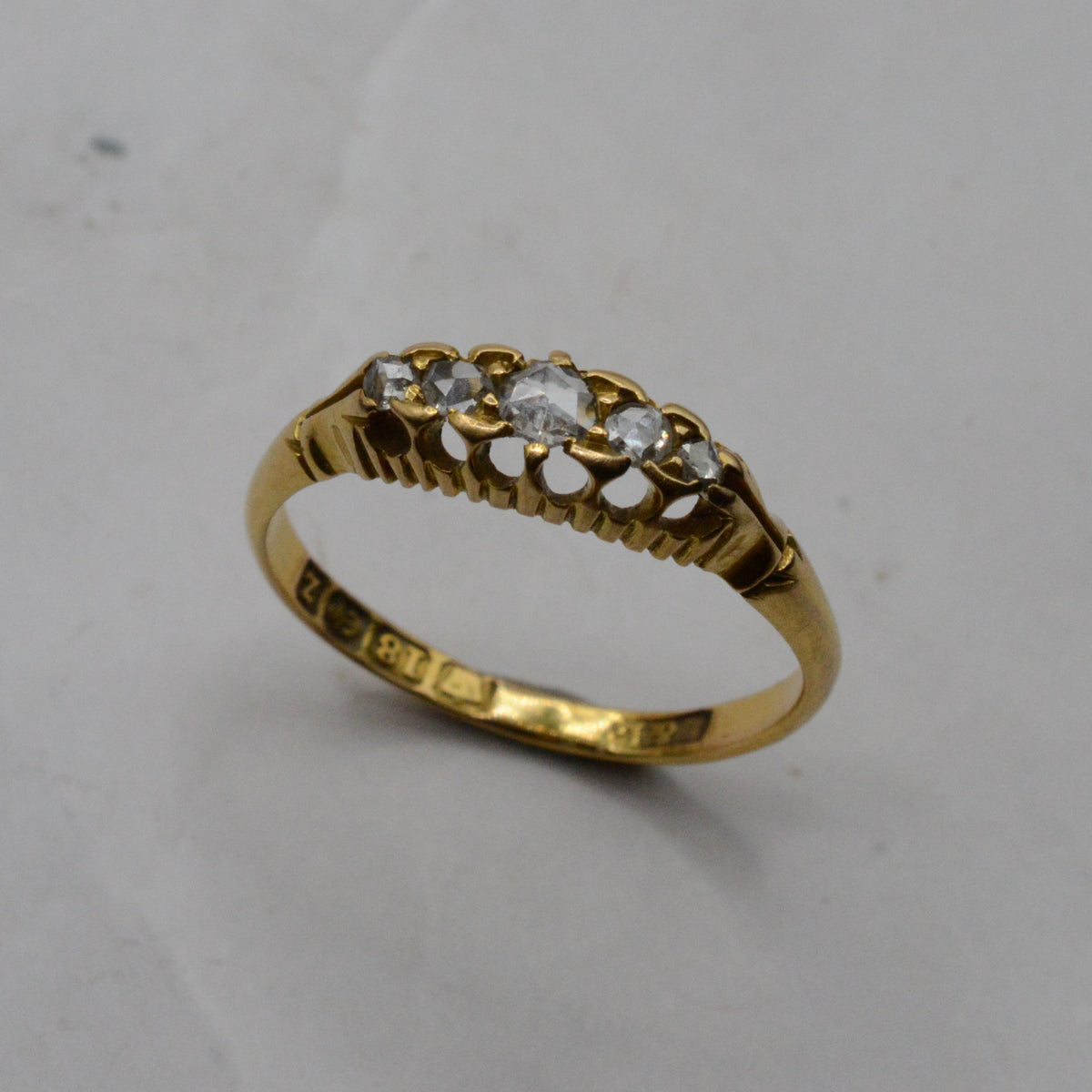 1899 Victorian Antique 18ct Gold Diamond Five-Stone Ring