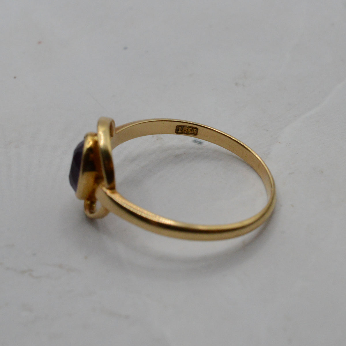 Antique Art Nouveau 18ct Gold Amethyst Dress Ring