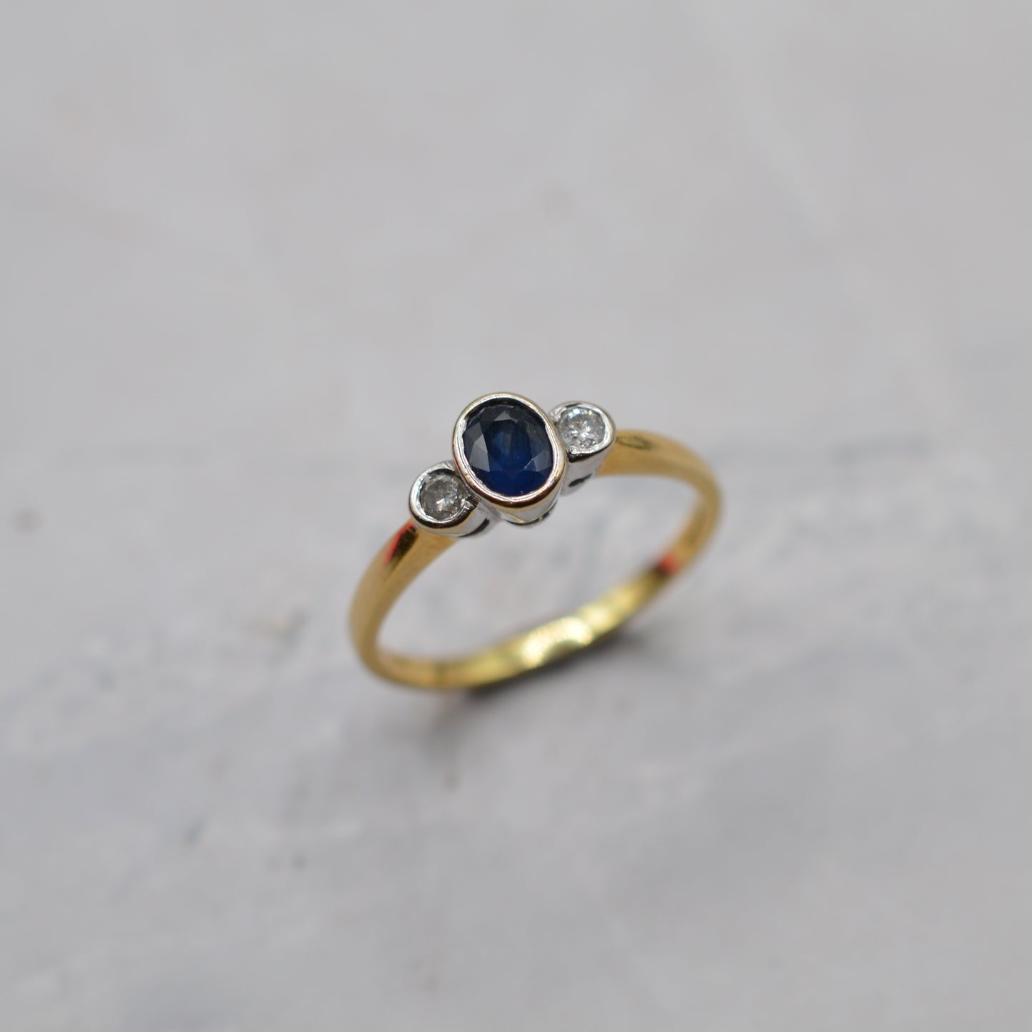 18ct Gold Sapphire & Diamond Trilogy Ring