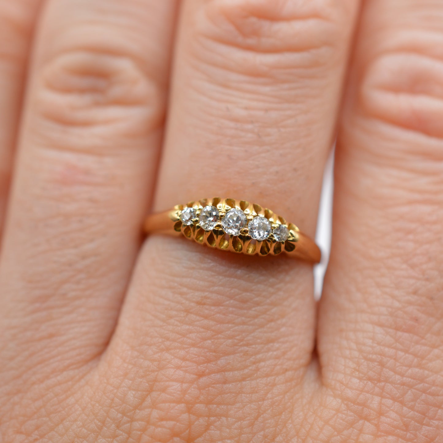 Edwardian Antique 18ct Gold Diamond Five-Stone Ring