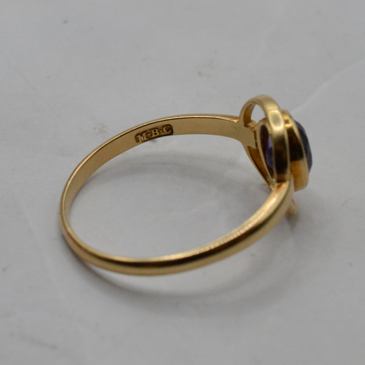 Antique Art Nouveau 18ct Gold Amethyst Dress Ring