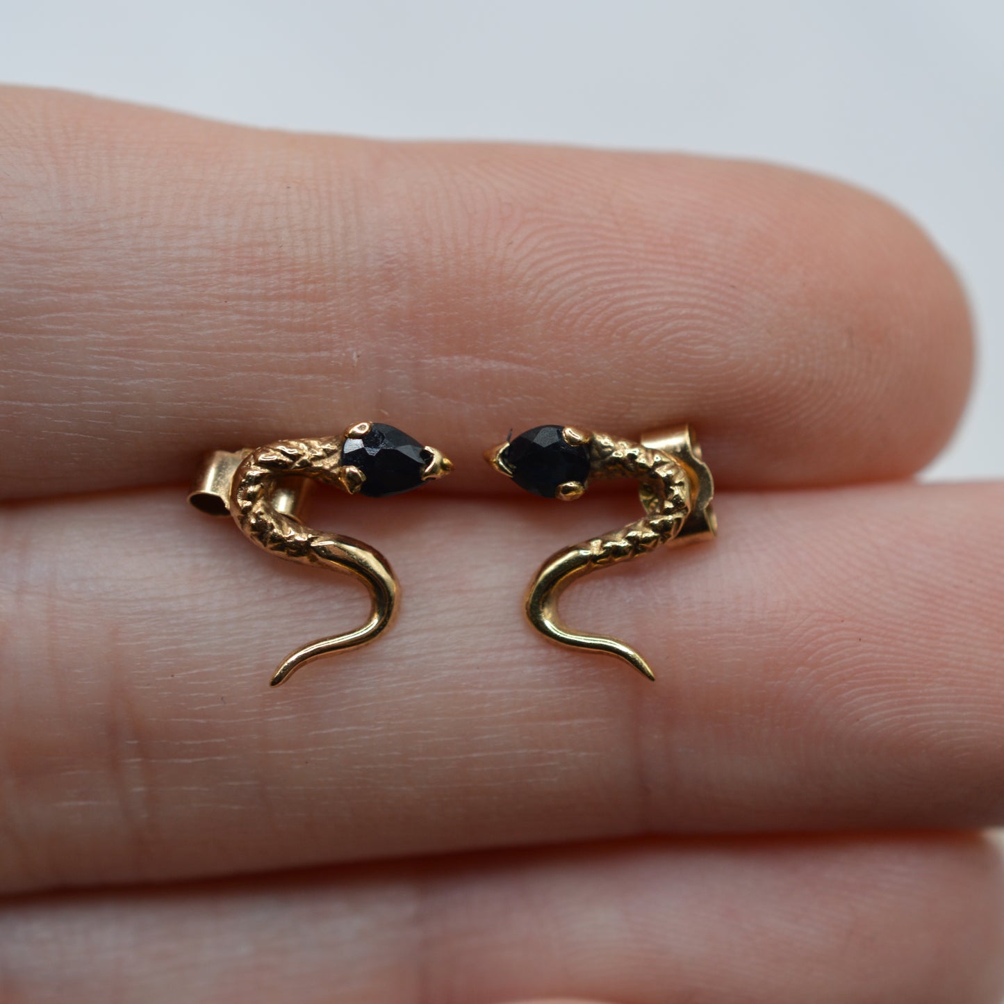 9ct Gold Sapphire Snake Earrings