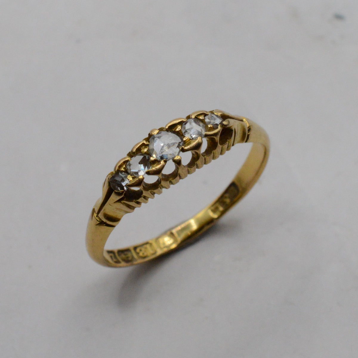 1899 Victorian Antique 18ct Gold Diamond Five-Stone Ring