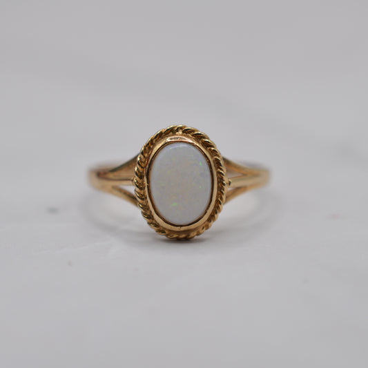 1990s 9ct Gold Opal Solitaire Ring