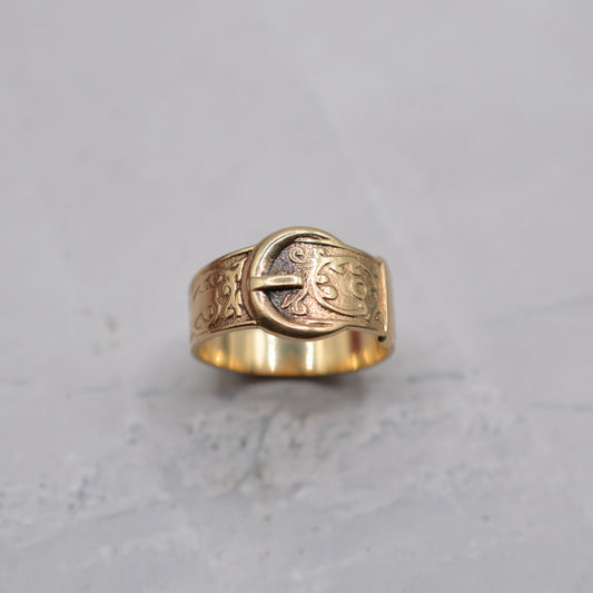 1960s Vintage 9ct Gold Buckle Ring