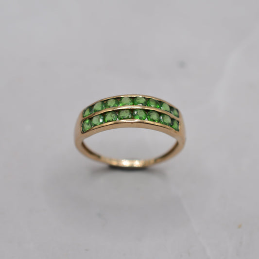 9ct Gold Green Garnet Double-Row Ring