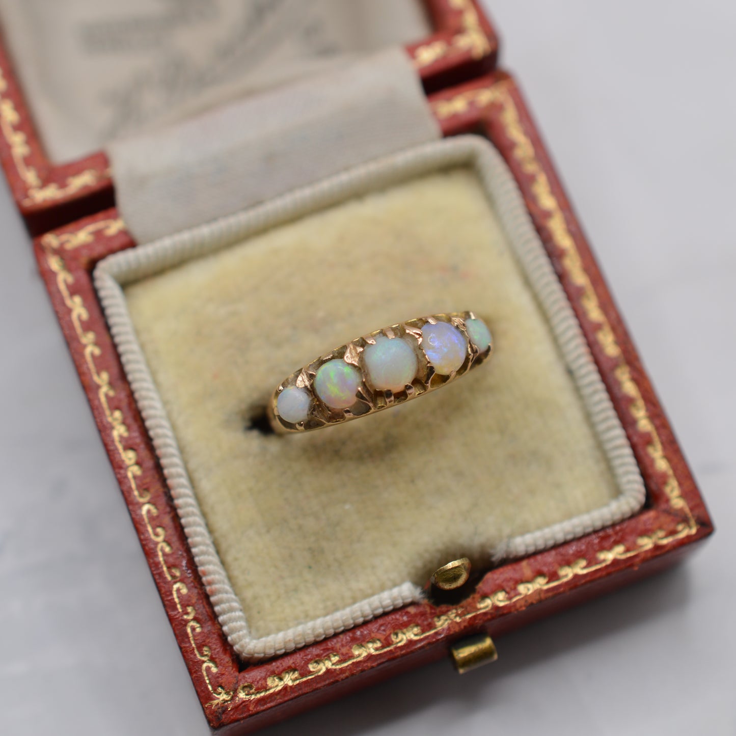 Antique Victorian 15ct Gold Opal Five-Stone Ring