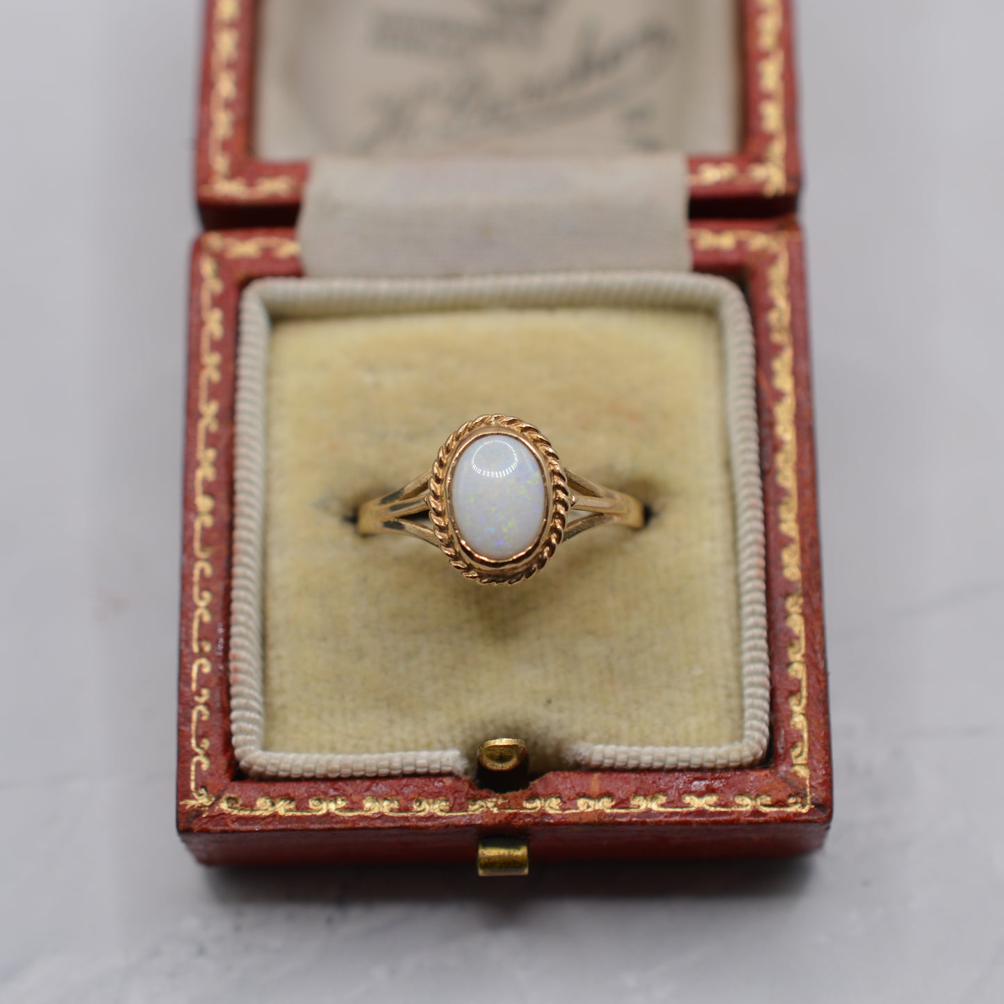 1990s 9ct Gold Opal Solitaire Ring