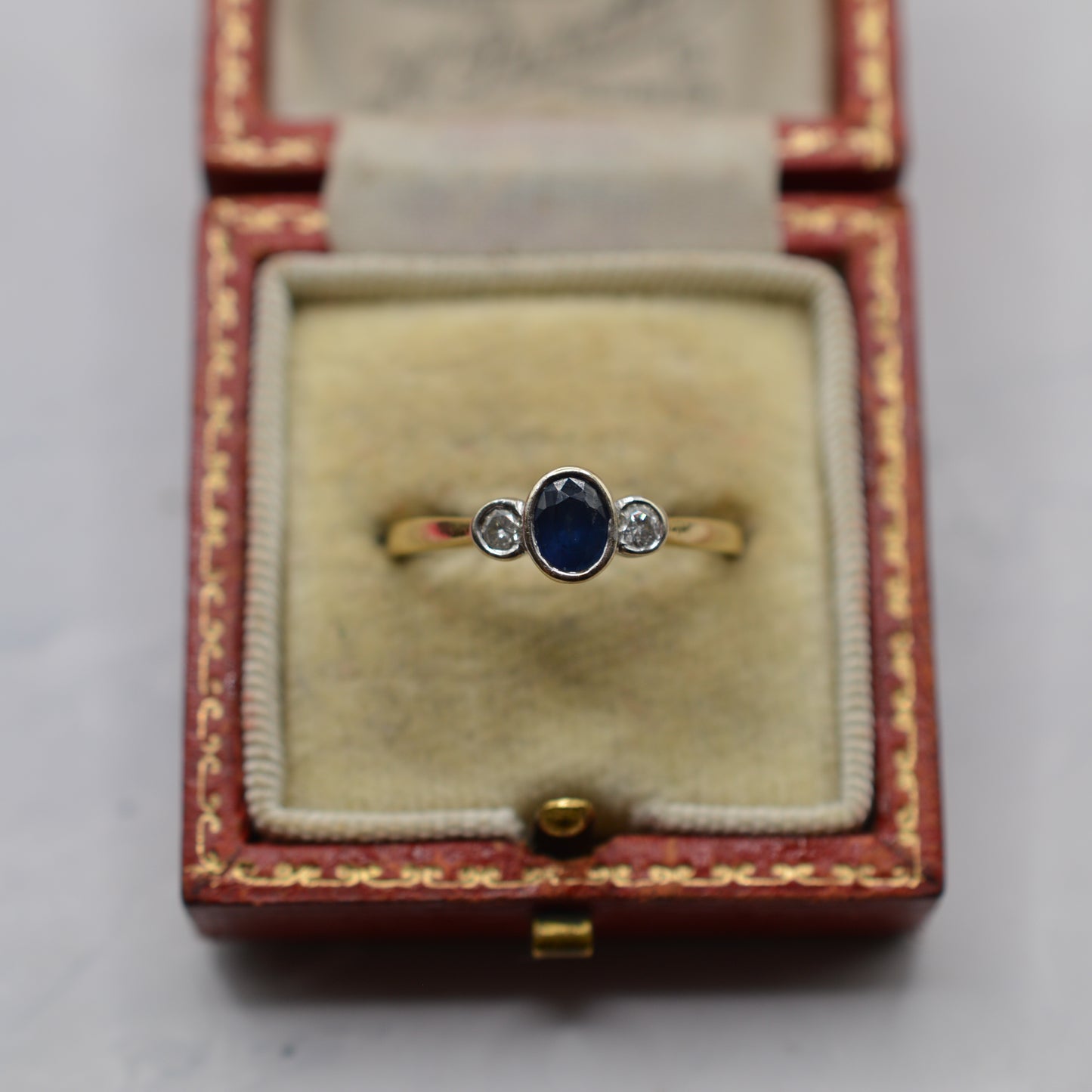 18ct Gold Sapphire & Diamond Trilogy Ring