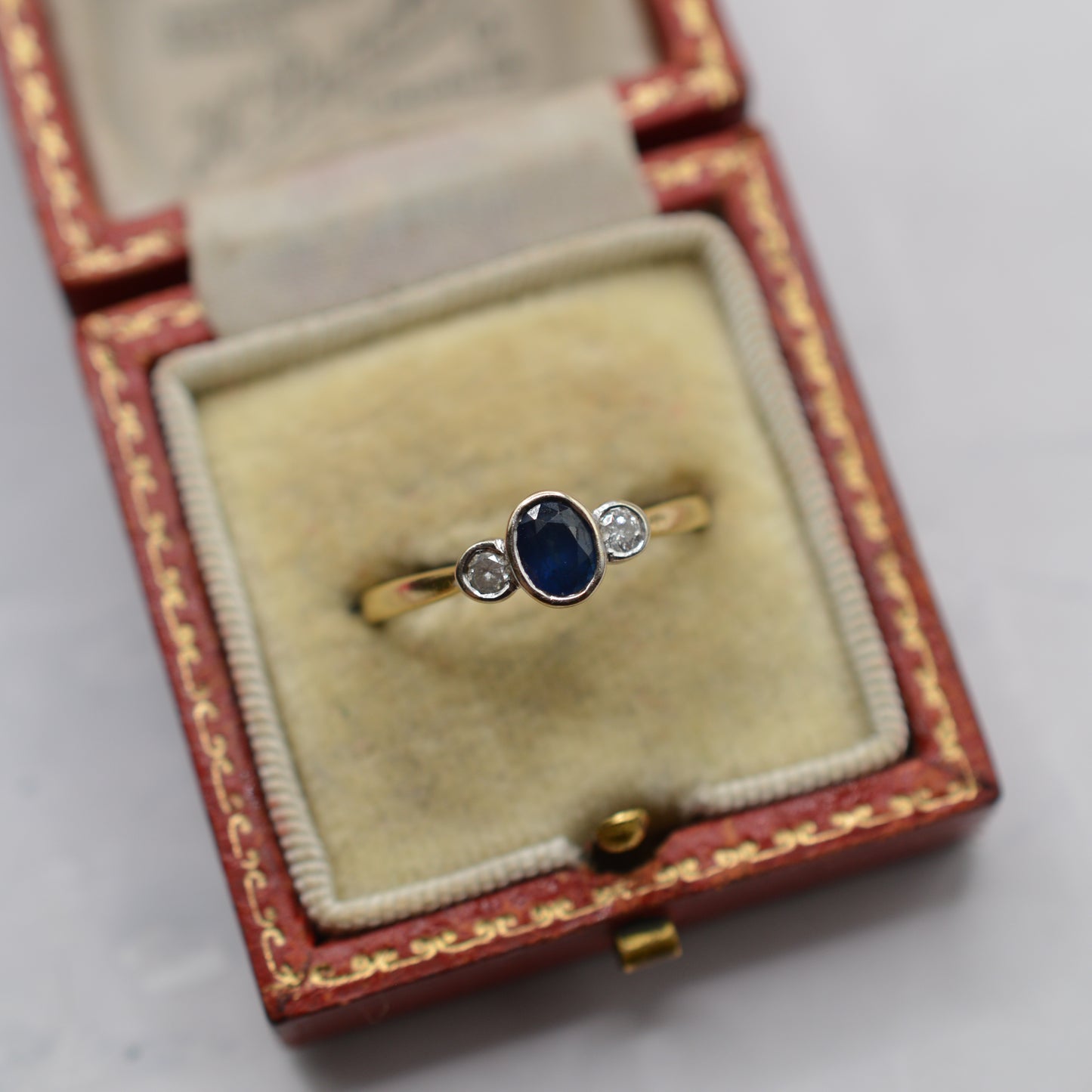 18ct Gold Sapphire & Diamond Trilogy Ring