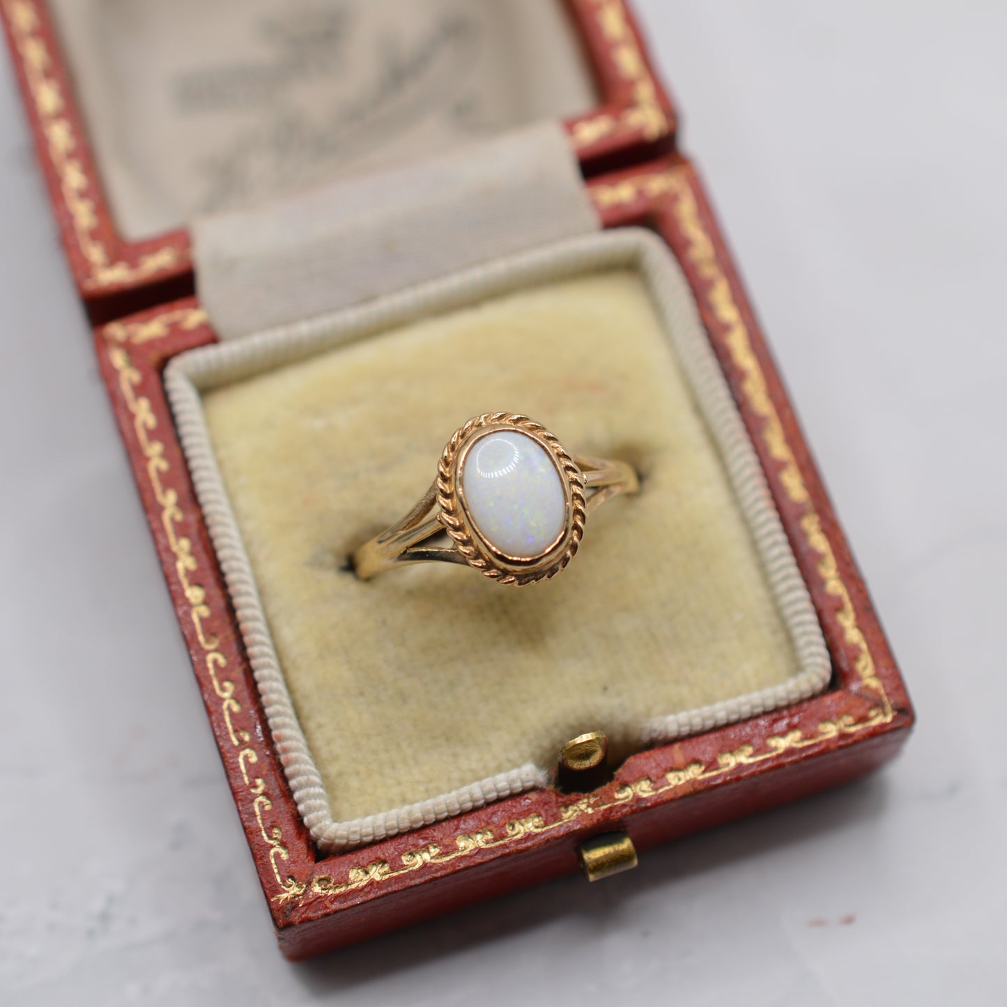 1990s 9ct Gold Opal Solitaire Ring