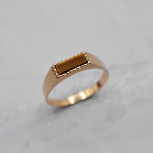 1970s Vintage 9ct Gold Tiger's Eye Signet Ring