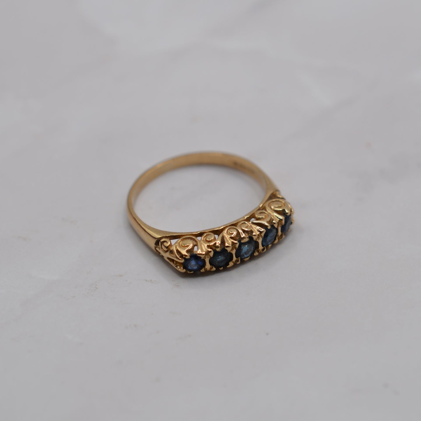 1970s Vintage 9ct Gold Sapphire Five-Stone Ring
