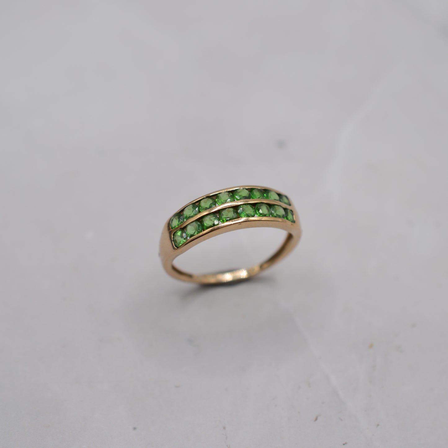 9ct Gold Green Garnet Double-Row Ring