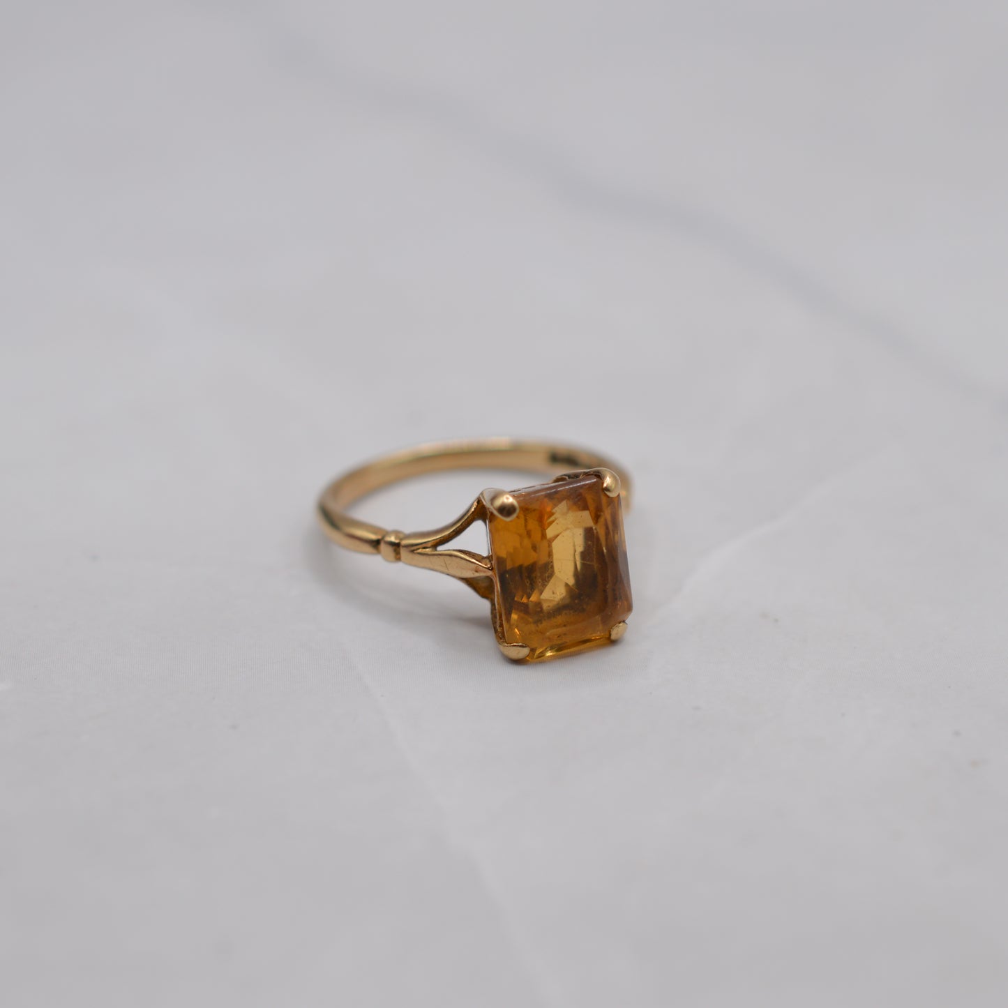 1960s Vintage 9ct Gold Citrine Solitaire Ring