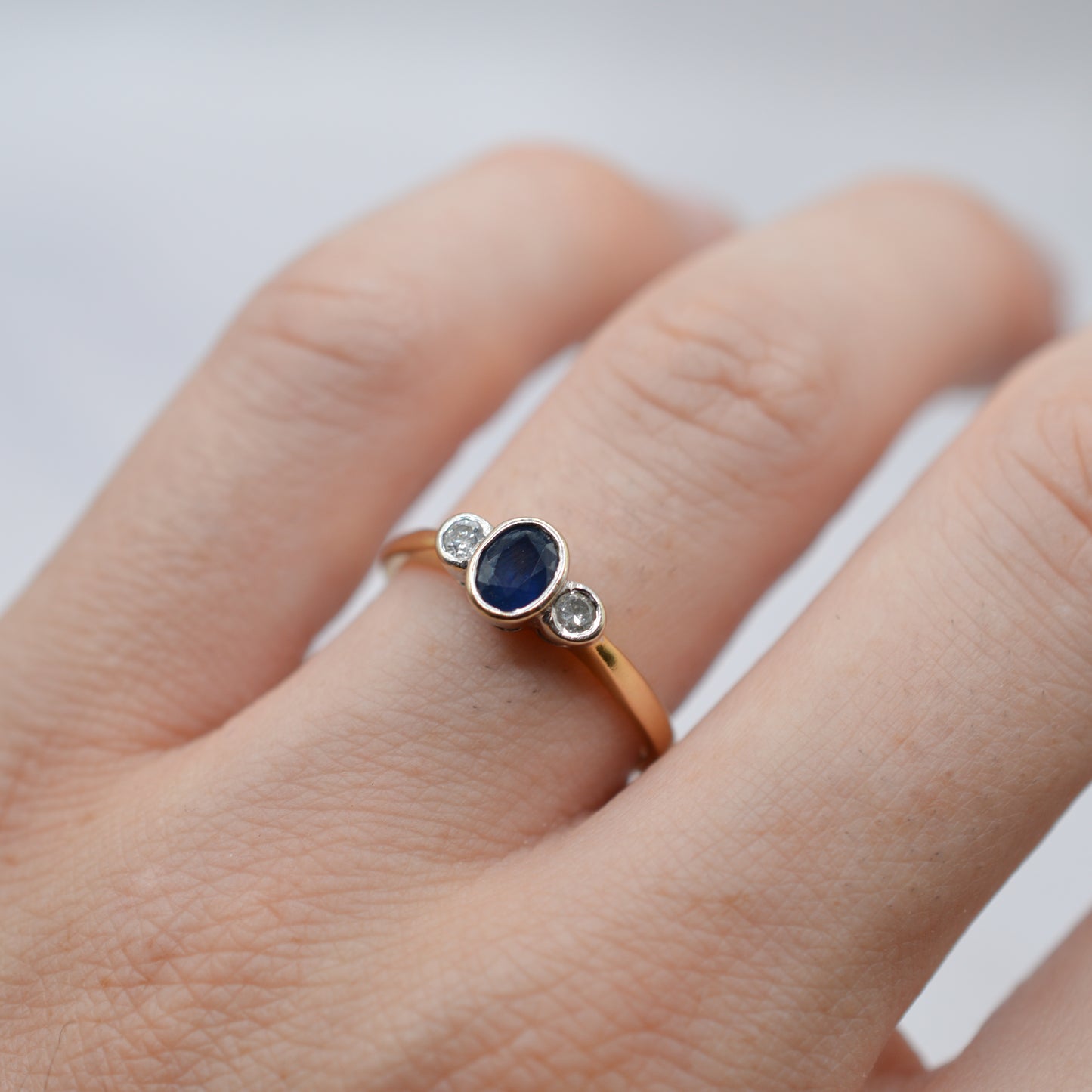 18ct Gold Sapphire & Diamond Trilogy Ring