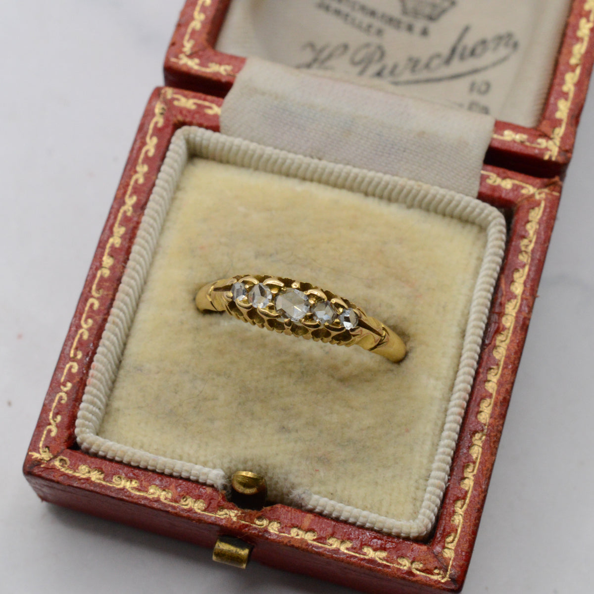 1899 Victorian Antique 18ct Gold Diamond Five-Stone Ring
