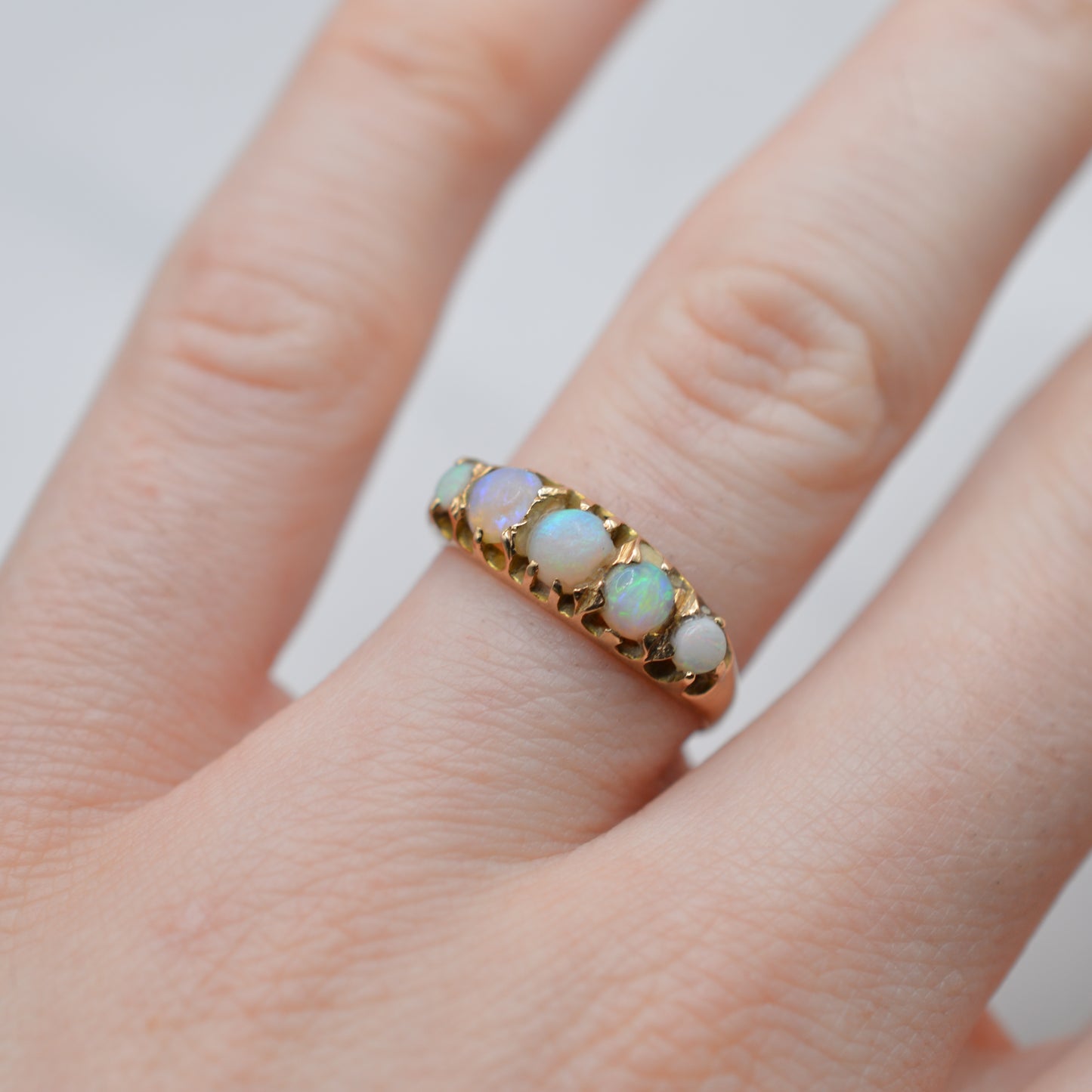 Antique Victorian 15ct Gold Opal Five-Stone Ring