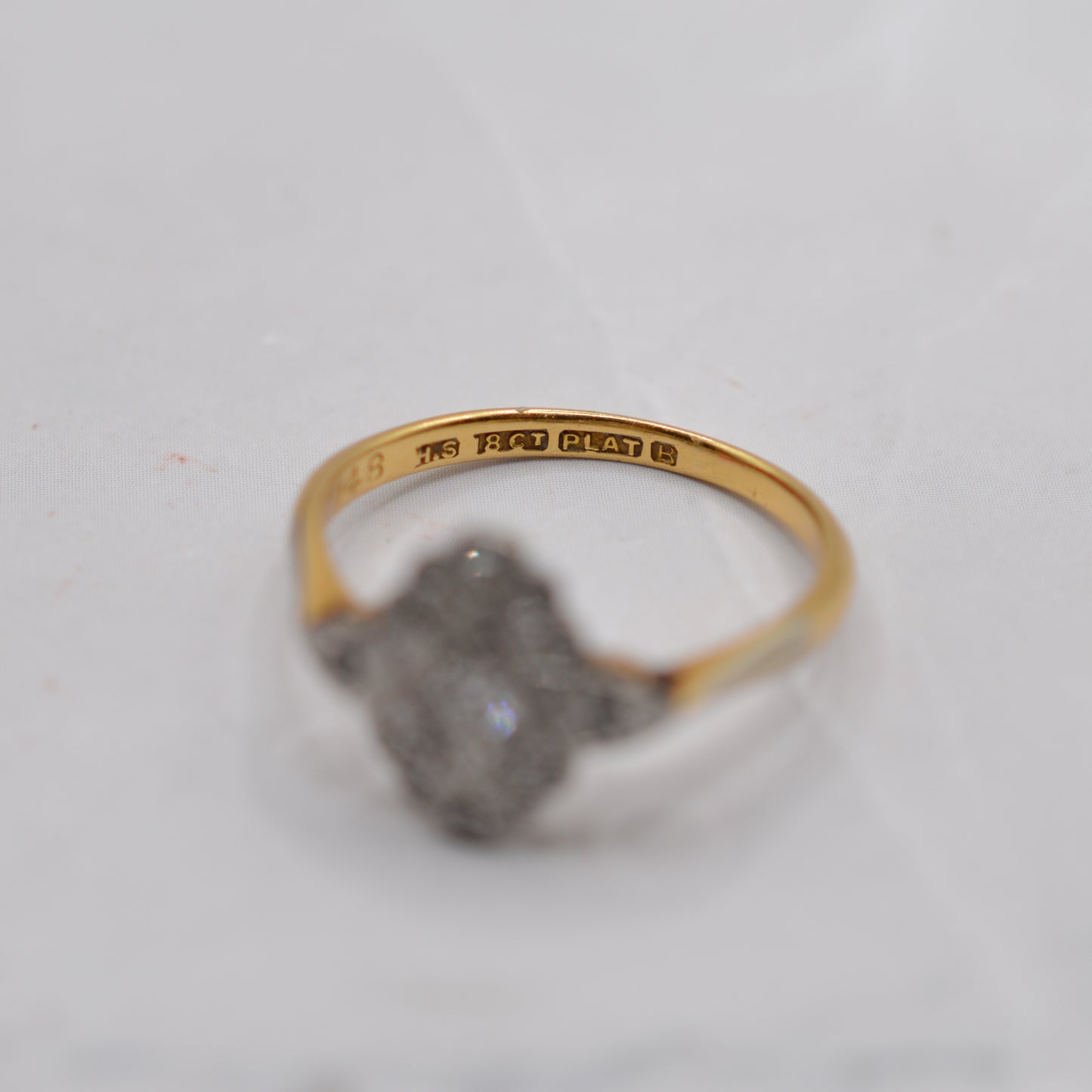 Antique Art Deco 18ct Gold & Platinum Diamond Cluster Ring