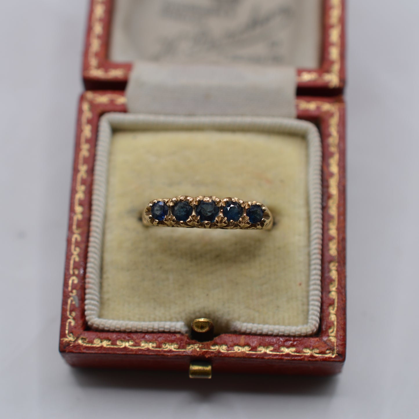 1970s Vintage 9ct Gold Sapphire Five-Stone Ring