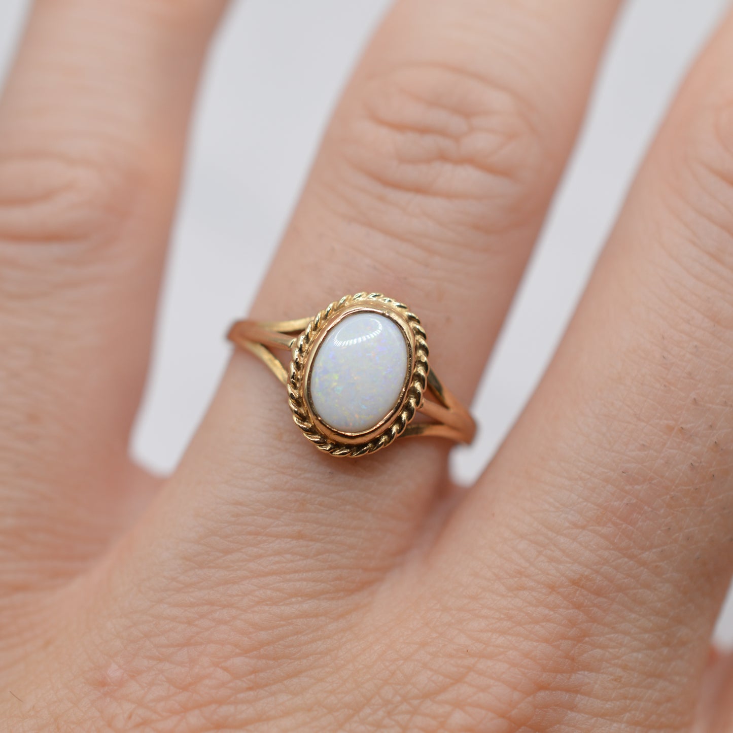 1990s 9ct Gold Opal Solitaire Ring