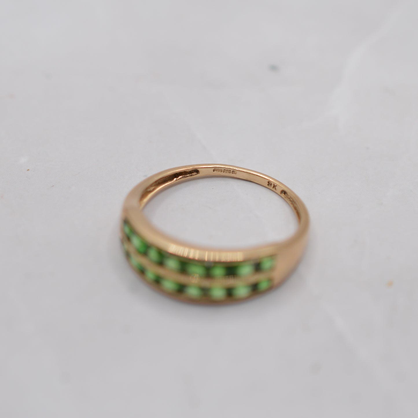 9ct Gold Green Garnet Double-Row Ring