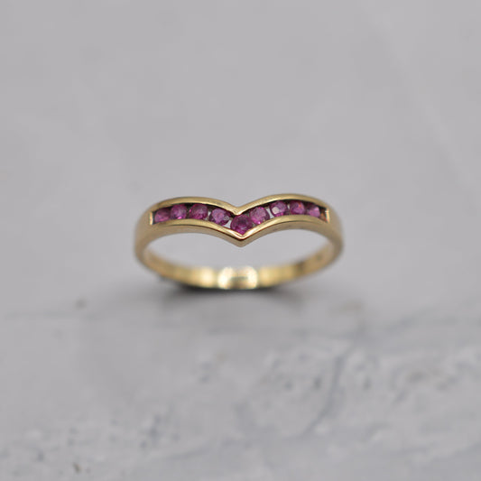 1980s 9ct Gold Ruby Wishbone Ring