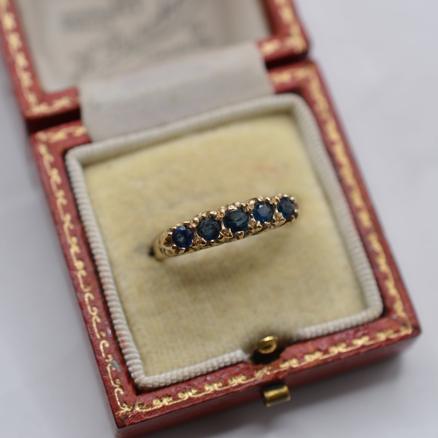1970s Vintage 9ct Gold Sapphire Five-Stone Ring