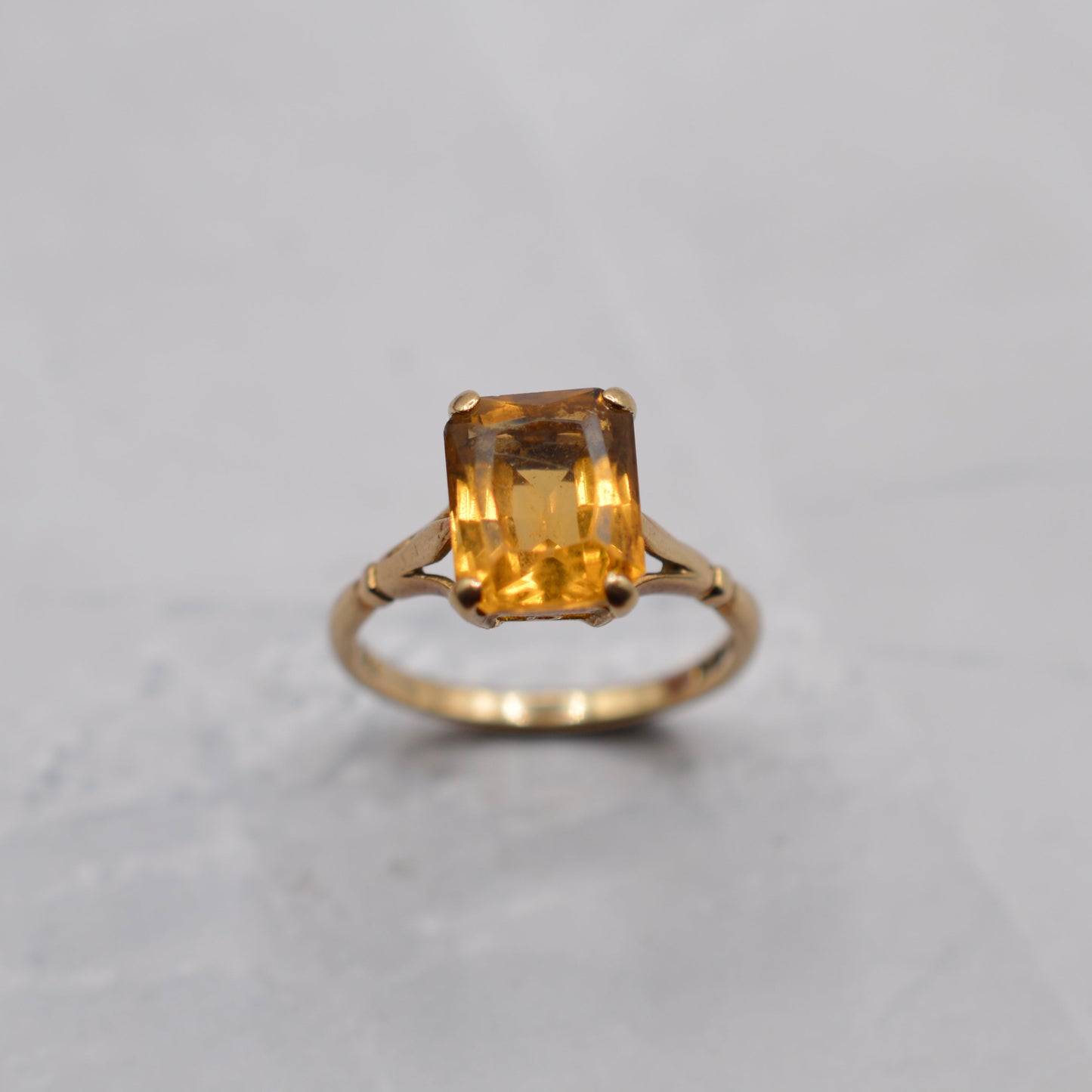 1960s Vintage 9ct Gold Citrine Solitaire Ring