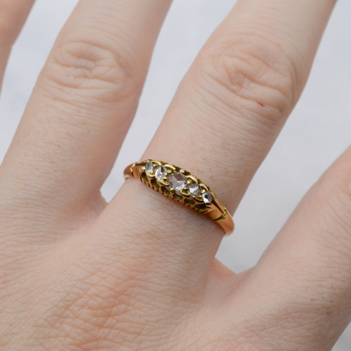 1899 Victorian Antique 18ct Gold Diamond Five-Stone Ring
