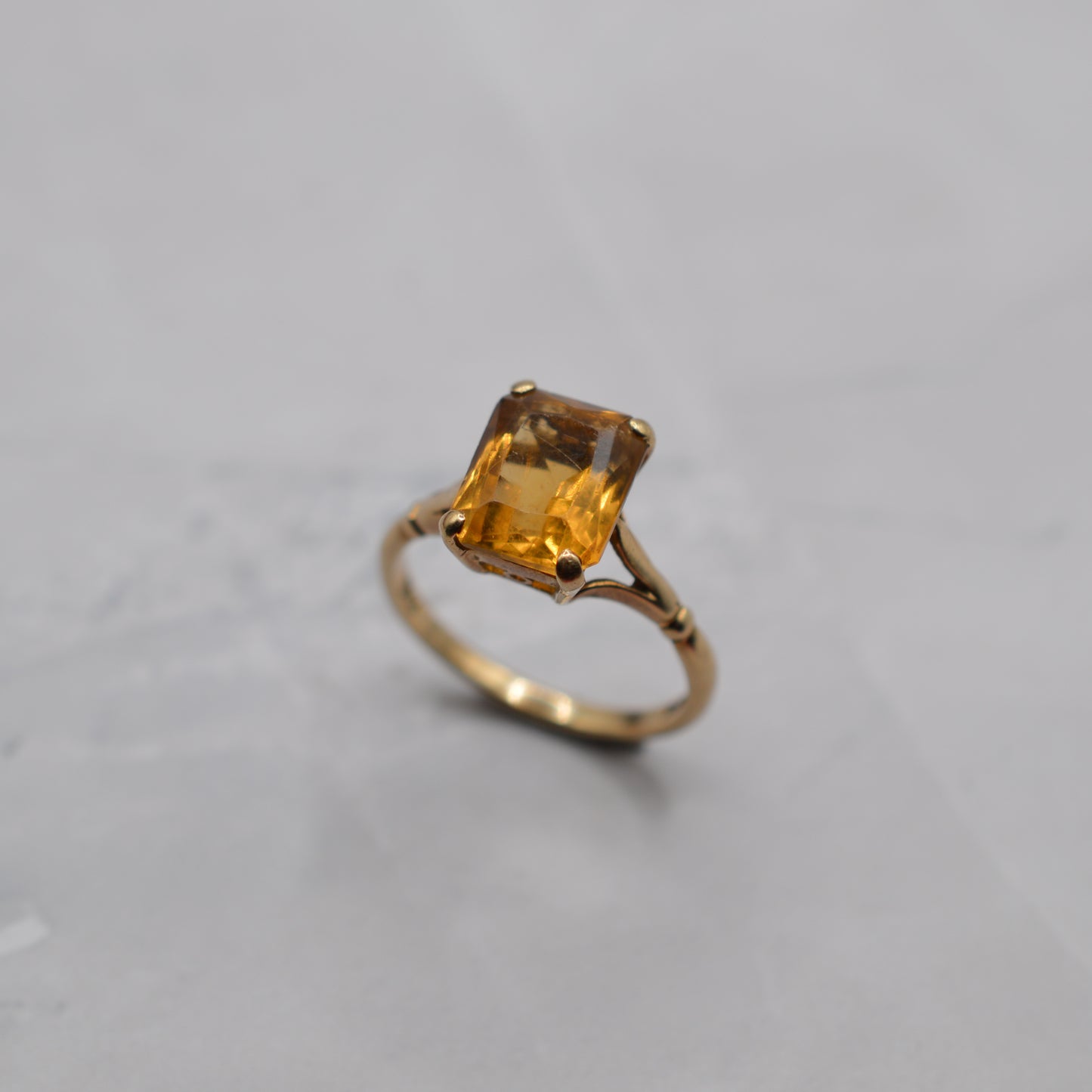 1960s Vintage 9ct Gold Citrine Solitaire Ring